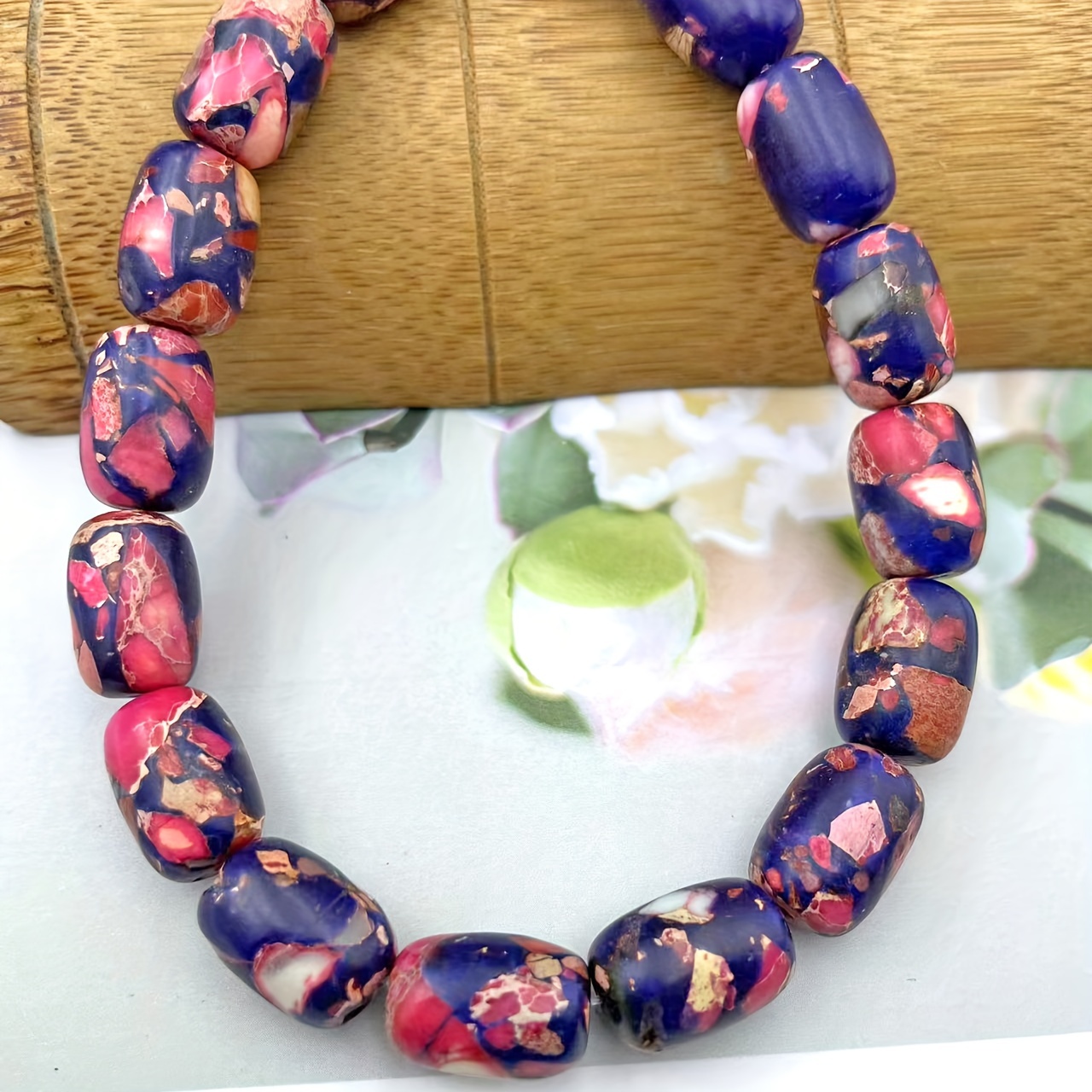 13pcs Natural Emperor Pine Bohemian Barrel Beads for DIY Jewelry